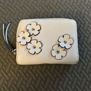White  Floral Embellished Wallet